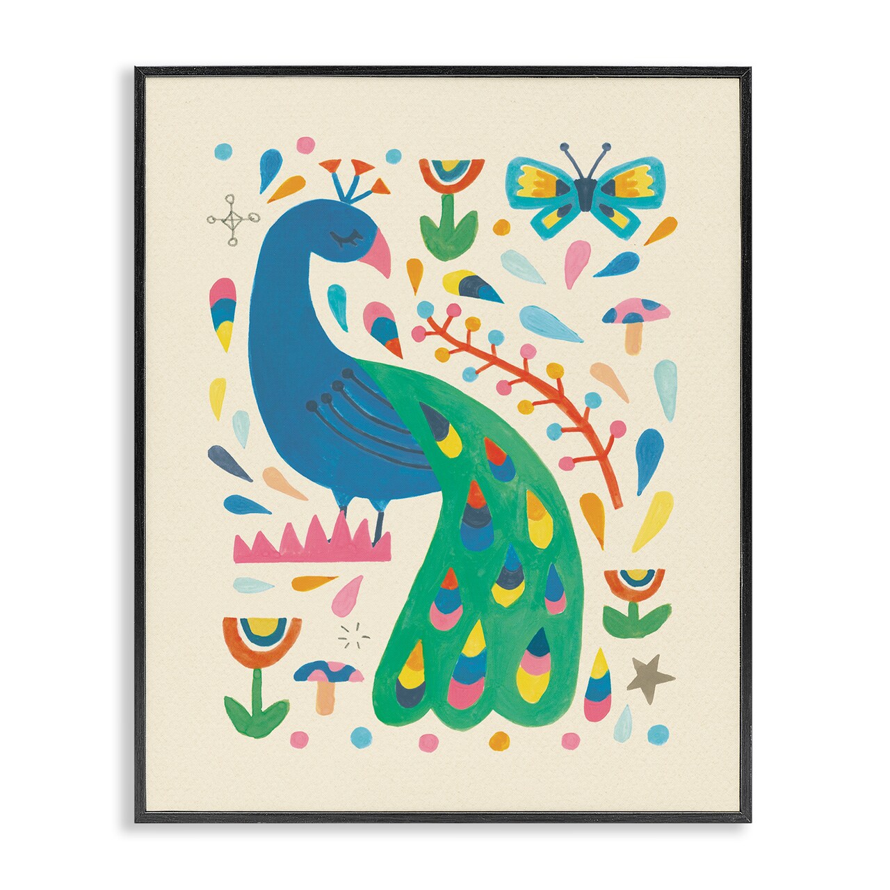 Stupell Industries Pretty Peacock Patterns Framed Giclee Wall Art Design by Irene Chan